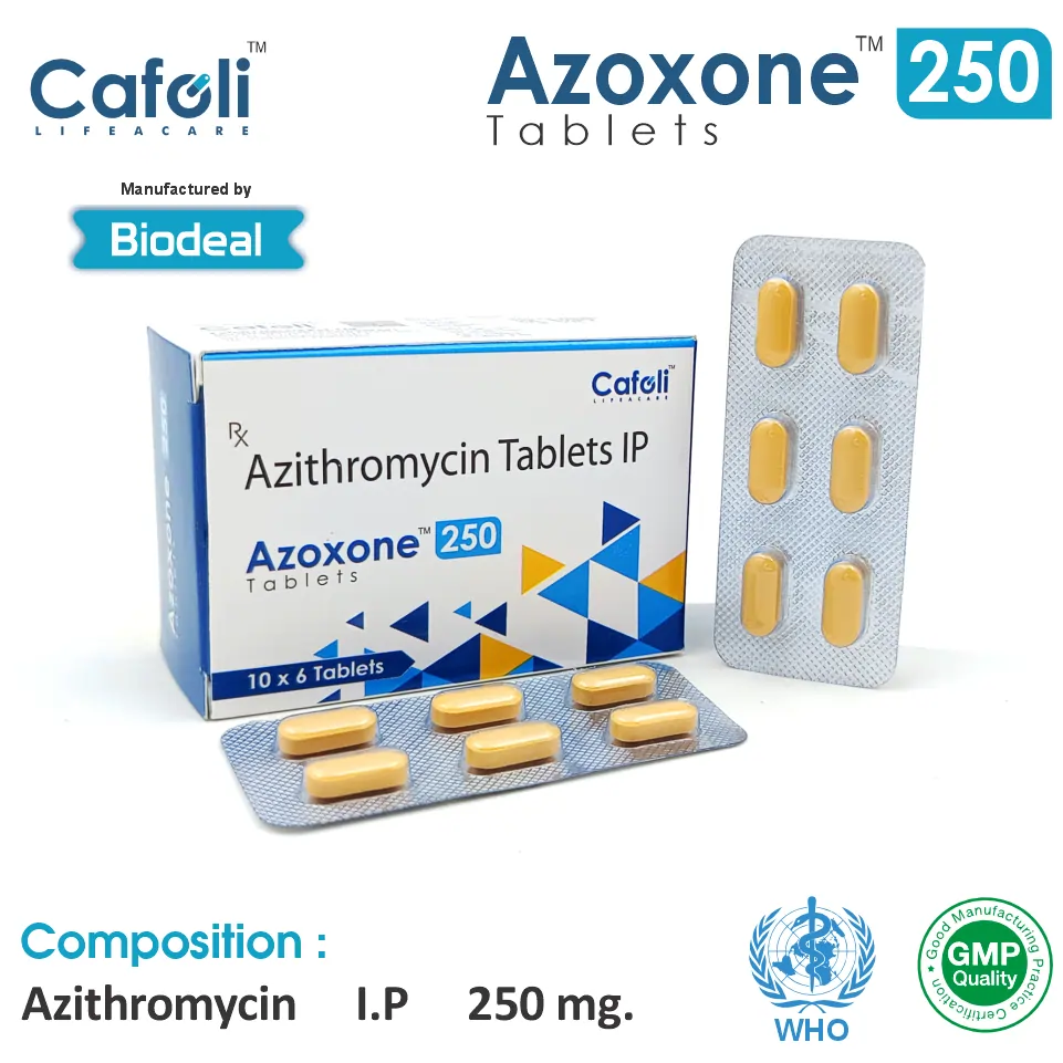 Azithromycin 250mg Tablet at Best Price in PCD Pharma Franchise for Antibiotic and Bacterial Infections, Respiratory Infections